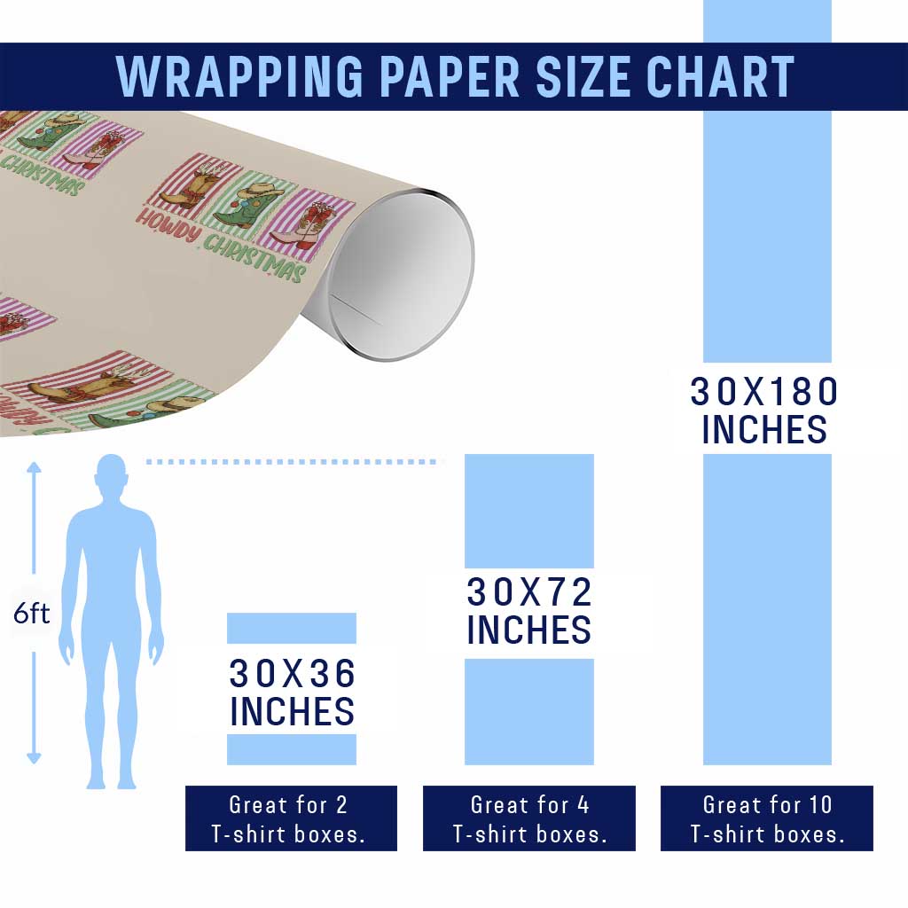 Howdy Christmas Cowboy Boots Western Pride Wrapping Paper Roll TS12 Print Your Wear