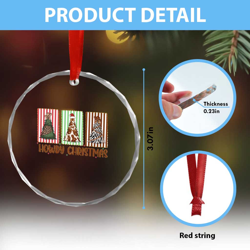 Howdy Christmas Crystal Glass Ornament Funny Western Xmas Tree Rodeo Fan Gift TS12 Print Your Wear
