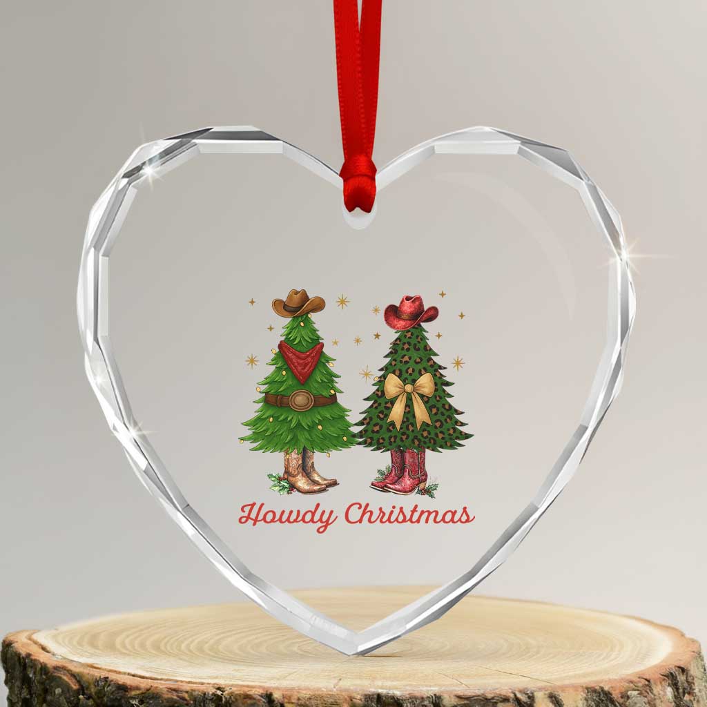 Howdy Christmas Heart Crystal Glass Ornament Cowboy Western Country Xmas TS14 Transparent Glass 3'' Heart Print Your Wear