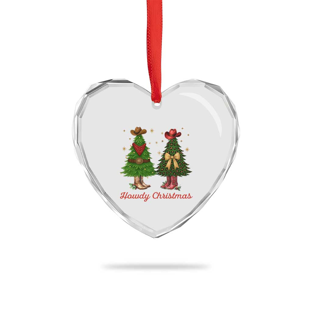 Howdy Christmas Heart Crystal Glass Ornament Cowboy Western Country Xmas TS14 Print Your Wear