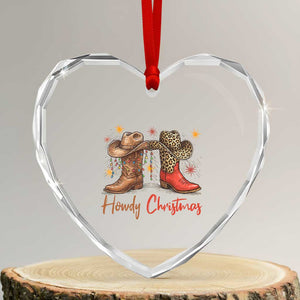 Howdy Christmas Heart Crystal Glass Ornament Western Cowboy Boots Country TS14 Transparent Glass 3'' Heart Print Your Wear