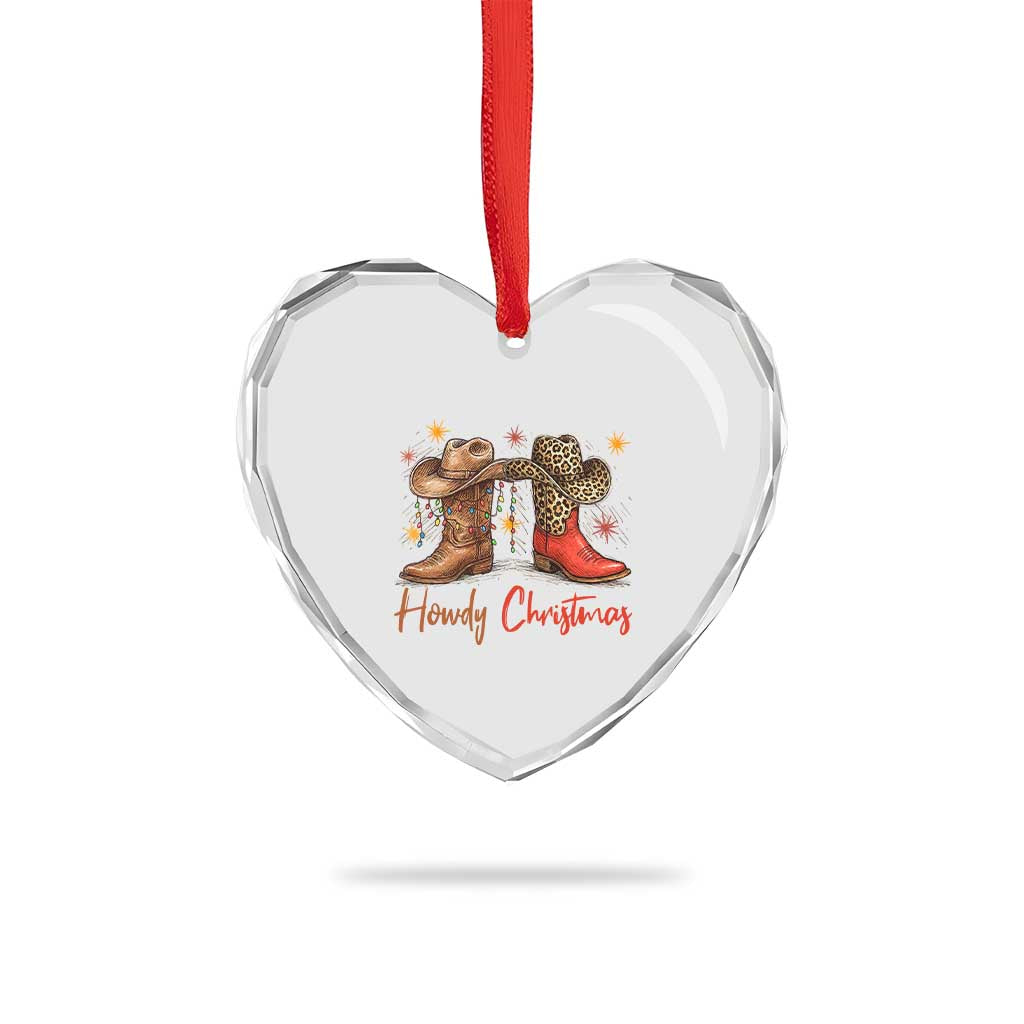 Howdy Christmas Heart Crystal Glass Ornament Western Cowboy Boots Country TS14 Print Your Wear