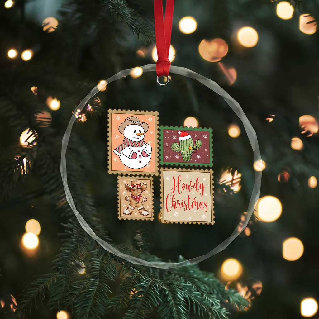 Howdy Christmas Postage Stamp Crystal Glass Ornament Western Life Holiday Gift TS12 Print Your Wear