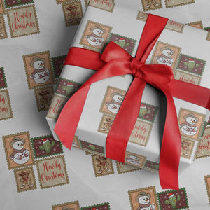 Howdy Christmas Postage Stamp Wrapping Paper Roll Western Life Holiday Gift TS12 White Print Your Wear