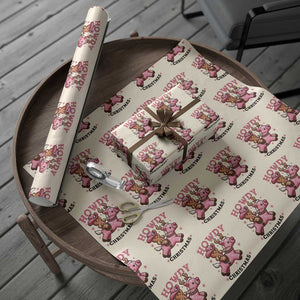 Howdy Christmas Wrapping Paper Roll Funny Gingerbread Cowboy Riding Reindeer Gift For Girl TS12 Beige Print Your Wear