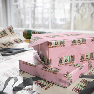 Howdy Christmas Wrapping Paper Roll Funny Western Xmas Tree Rodeo Fan Gift TS12 Light Pink Print Your Wear