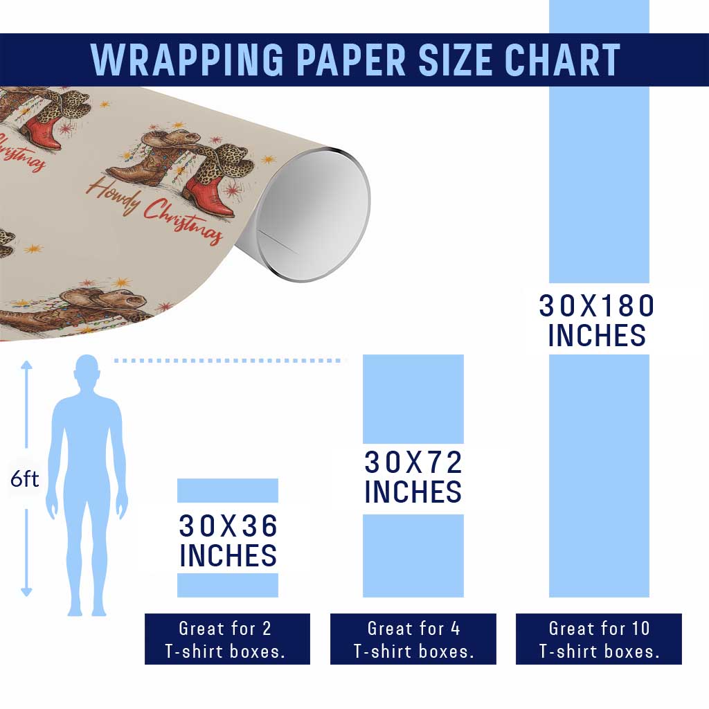 Howdy Christmas Wrapping Paper Roll Western Cowboy Boots Country TS14 Print Your Wear