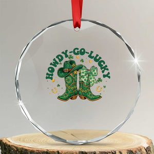 Howdy Go Lucky Crystal Glass Ornament Green Cowboy Boots St Patrick's Day TS14 Transparent Glass 3'' Circle Print Your Wear