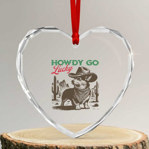 Howdy Go Lucky Heart Crystal Glass Ornament Funny Corgi St Patrick's Day TS14 Transparent Glass 3'' Heart Print Your Wear