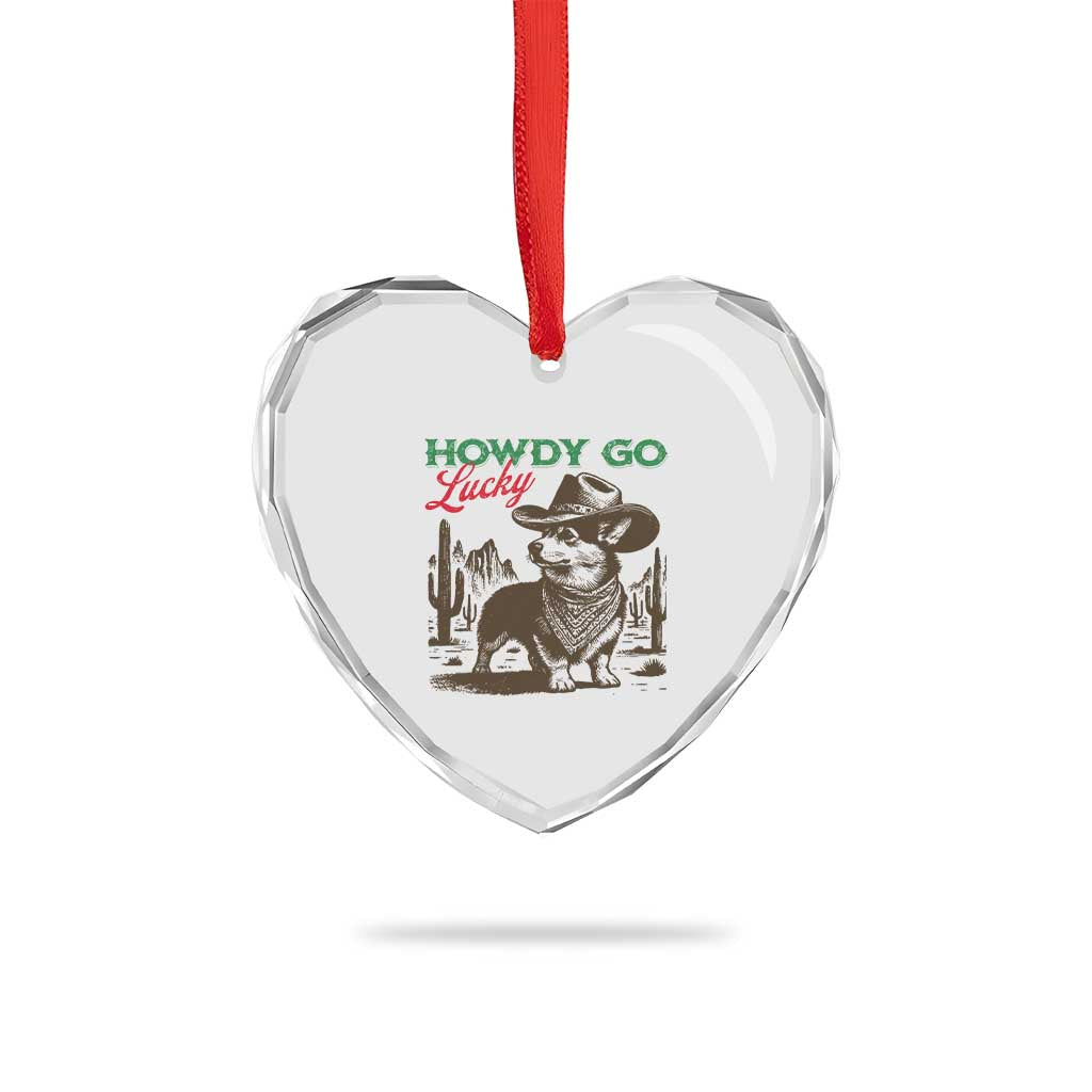 Howdy Go Lucky Heart Crystal Glass Ornament Funny Corgi St Patrick's Day TS14 Print Your Wear