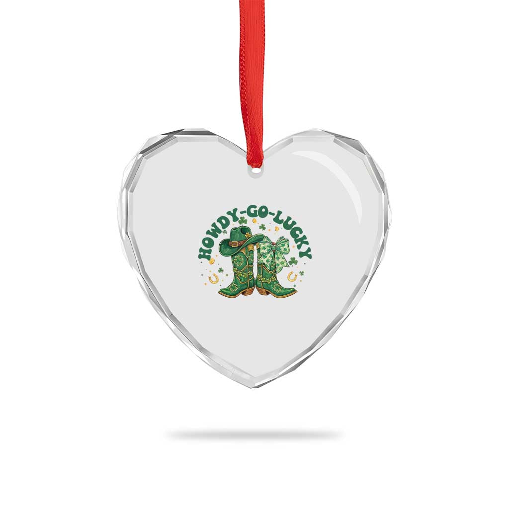 Howdy Go Lucky Heart Crystal Glass Ornament Green Cowboy Boots St Patrick's Day TS14 Print Your Wear