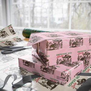 Howdy Go Lucky Wrapping Paper Roll Funny Corgi St Patrick's Day TS14 Light Pink Print Your Wear