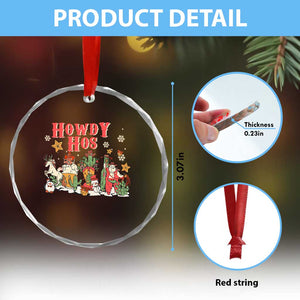 Howdy Hos Cowboy Vintage Western Xmas Crystal Glass Ornament TS09 Print Your Wear