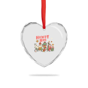 Howdy Hos Cowboy Vintage Western Xmas Heart Crystal Glass Ornament TS09 Print Your Wear