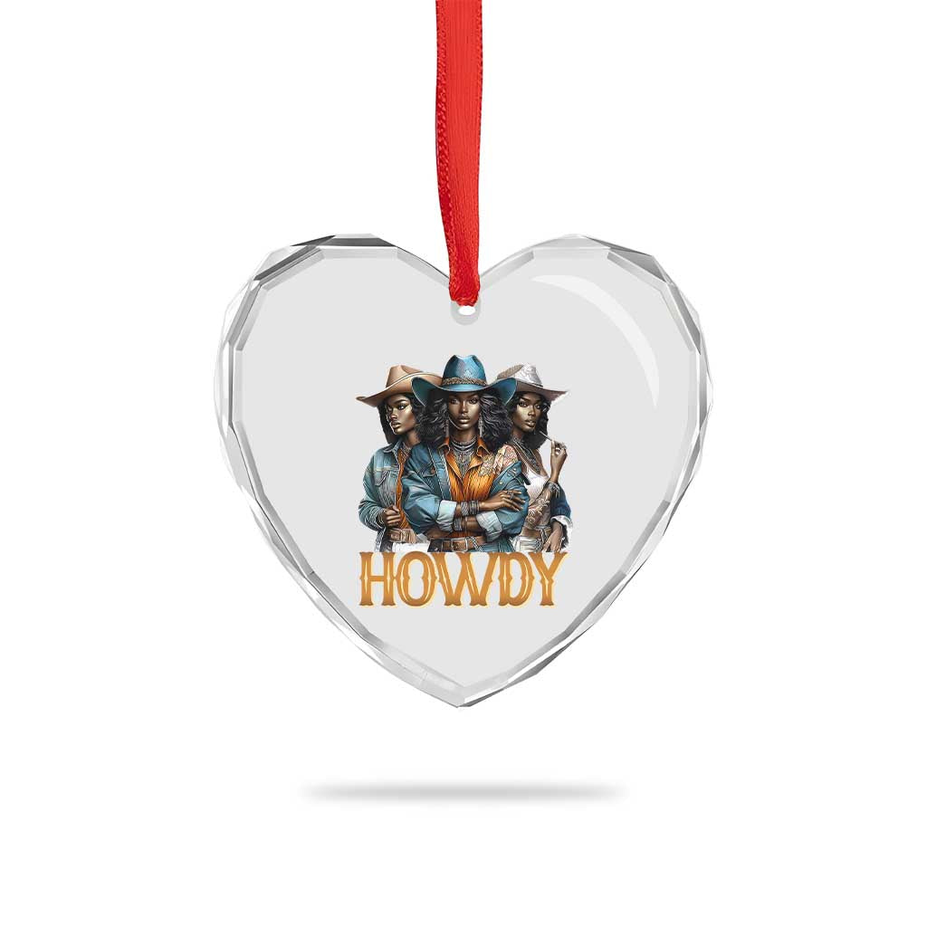 Howdy Melanin Cowgirl Heart Crystal Glass Ornament Retro Western Rodeo African American Women Black History TS02 Print Your Wear