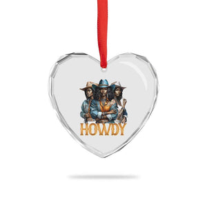 Howdy Melanin Cowgirl Heart Crystal Glass Ornament Retro Western Rodeo African American Women Black History TS02 Print Your Wear