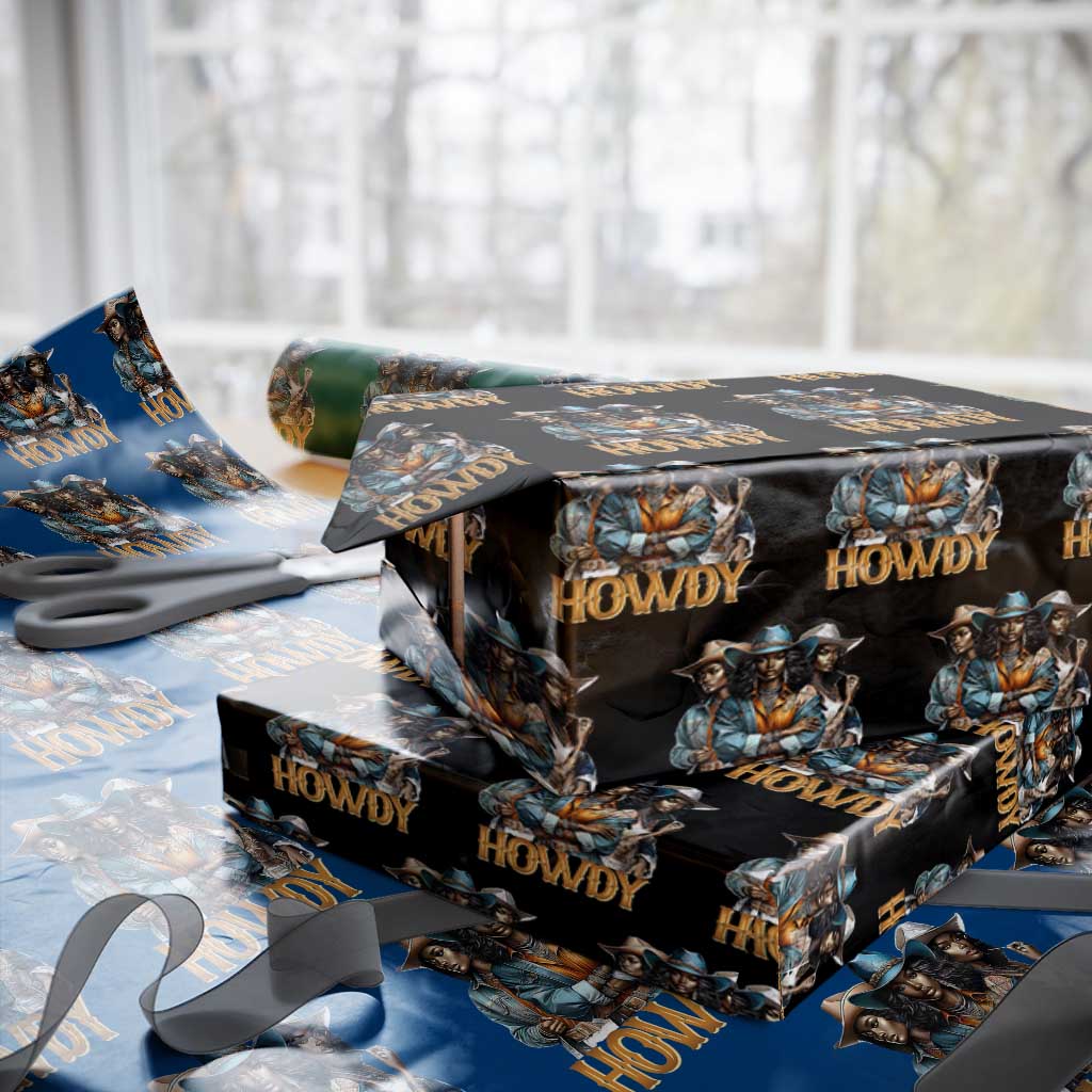 Howdy Melanin Cowgirl Wrapping Paper Roll Retro Western Rodeo African American Women Black History TS02 Black Print Your Wear