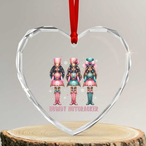 Howdy Nutcracker Cowgirl Christmas Western Country Heart Crystal Glass Ornament TS14 Transparent Glass 3'' Heart Print Your Wear