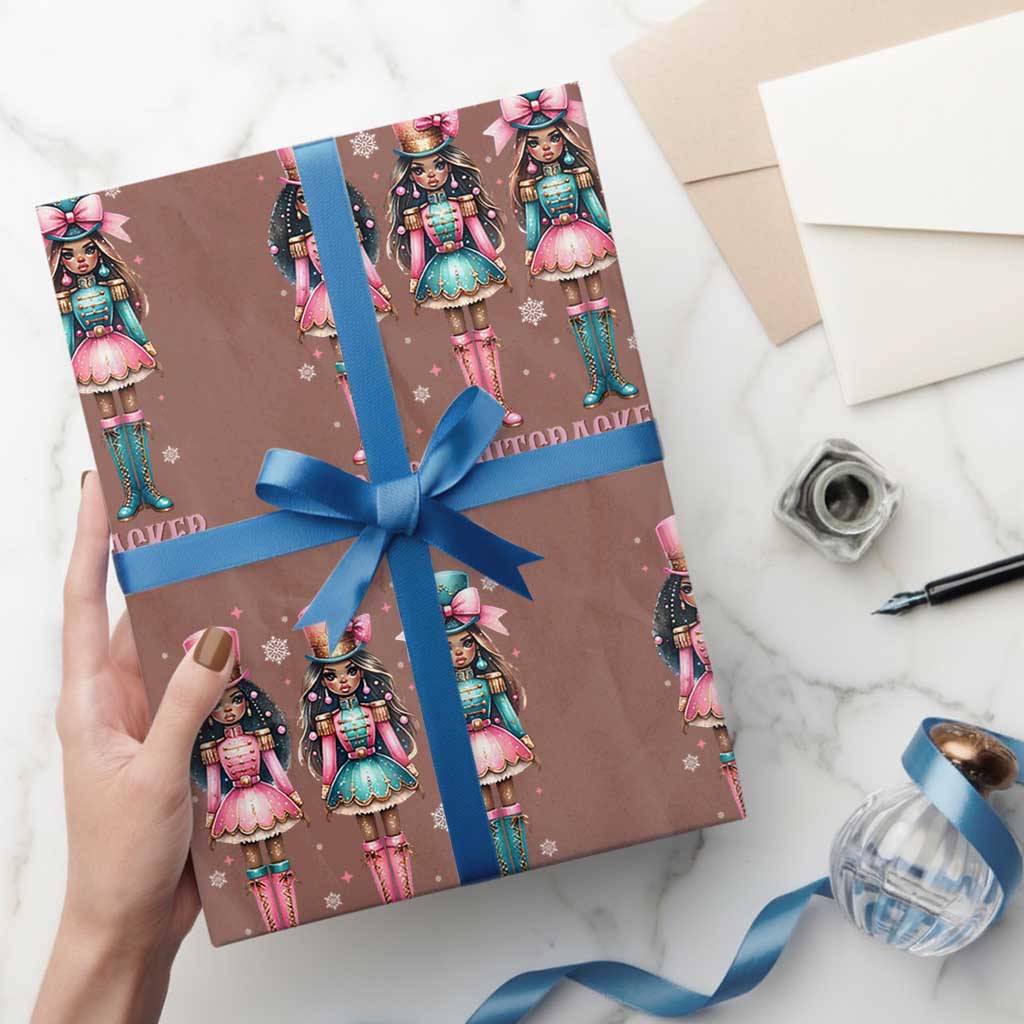 Howdy Nutcracker Cowgirl Christmas Western Country Wrapping Paper Roll TS14 Mocha Print Your Wear