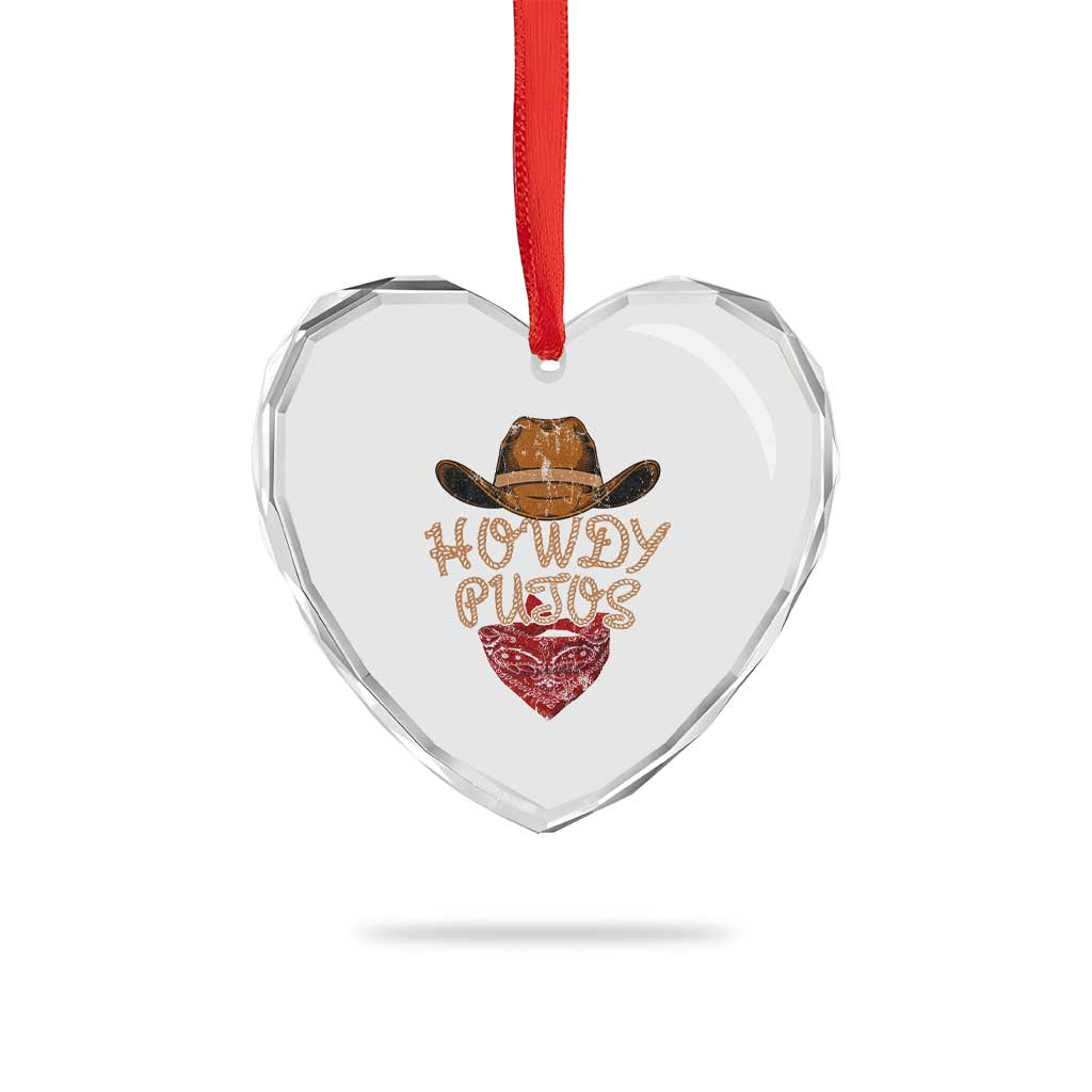 Howdy Putos Heart Crystal Glass Ornament Funny Western Country Rodeo Southern Retro Cowboy TS10 Print Your Wear