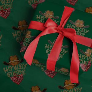 Howdy Putos Wrapping Paper Roll Funny Western Country Rodeo Southern Retro Cowboy TS10 Green Print Your Wear