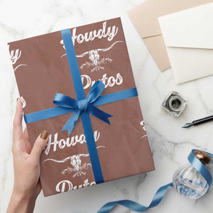Howdy Putos Wrapping Paper Roll Western Cowboy Skull Outlaw Style TS10 Mocha Print Your Wear