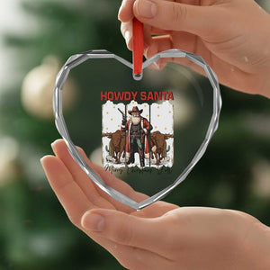 Howdy Santa Merry Christmas Y'all Heart Crystal Glass Ornament Funny Western Bull Riding TS12 Print Your Wear