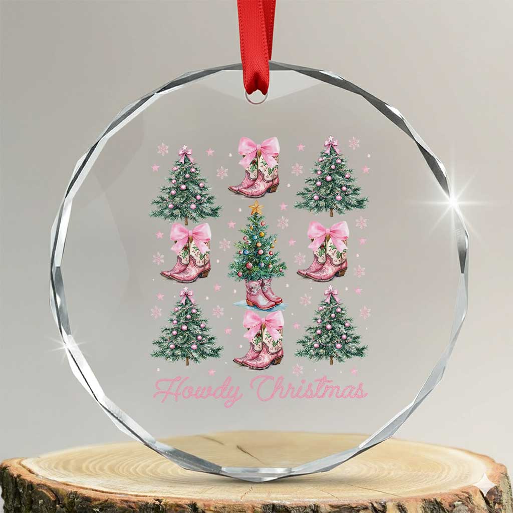 Howdy Xmas Crystal Glass Ornament Coquette Christmas Tree Cowgirl TS09 Transparent Glass 3'' Circle Print Your Wear