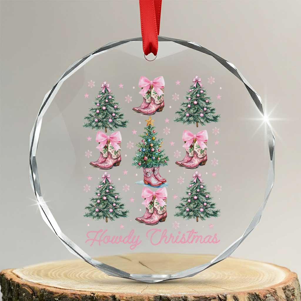 Howdy Xmas Crystal Glass Ornament Coquette Christmas Tree Cowgirl TS09 Transparent Glass 3'' Circle Print Your Wear