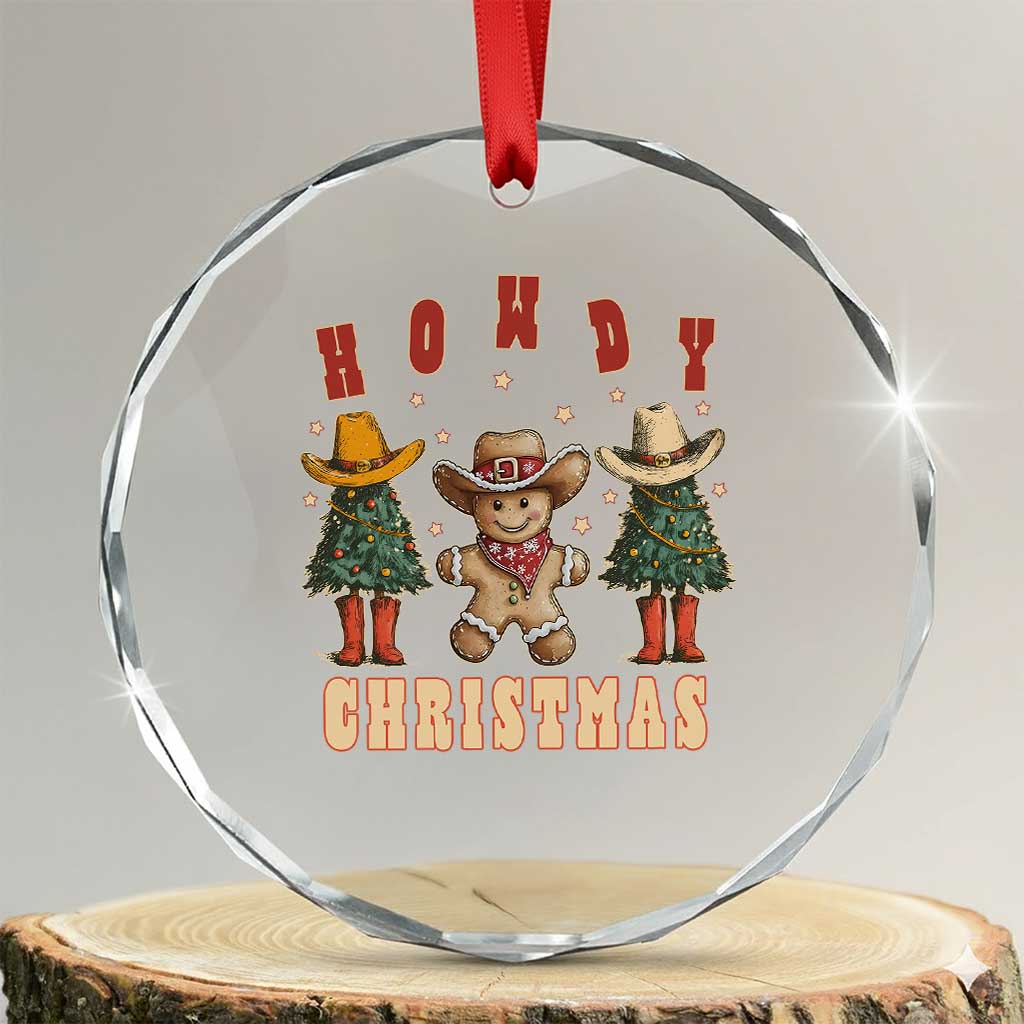 Howdy Xmas Crystal Glass Ornament Cowboy Cactus Xmas Tree TS09 Transparent Glass 3'' Circle Print Your Wear