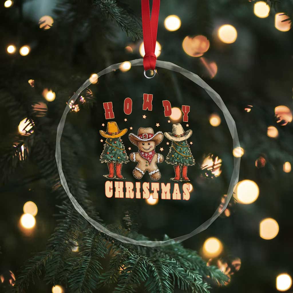 Howdy Xmas Crystal Glass Ornament Cowboy Cactus Xmas Tree TS09 Print Your Wear