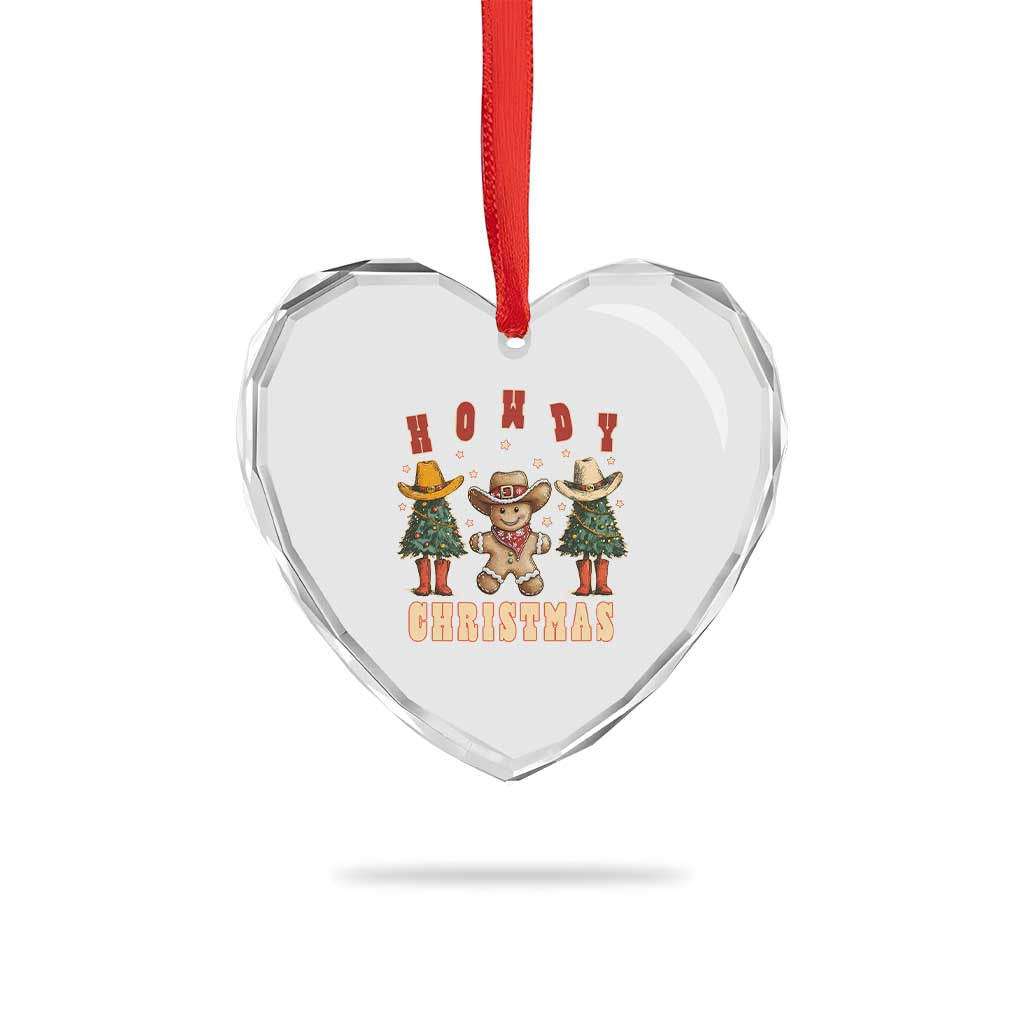 Howdy Xmas Heart Crystal Glass Ornament Cowboy Cactus Xmas Tree TS09 Print Your Wear