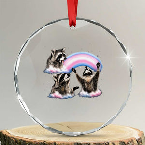 Howling Raccoon LGBTQ Pride Crystal Glass Ornament Rainbow Trash Panda Support