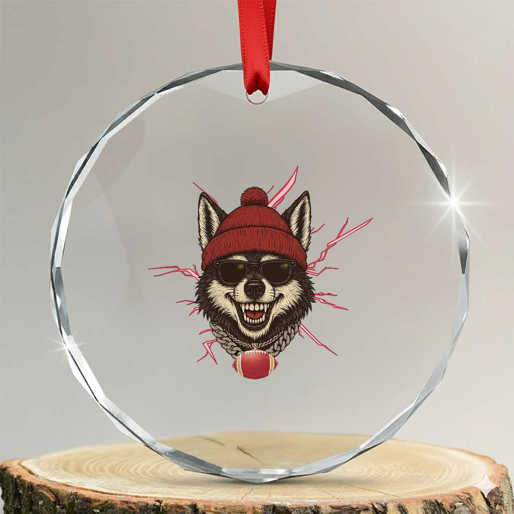 Howling Wolf Spirit For The Midwest Football Fan Crystal Glass Ornament TS12 Transparent Glass 3'' Circle Print Your Wear