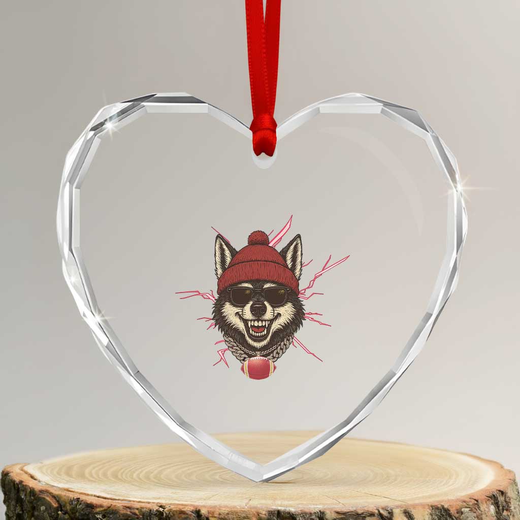 Howling Wolf Spirit For The Midwest Football Fan Heart Crystal Glass Ornament TS12 Transparent Glass 3'' Heart Print Your Wear