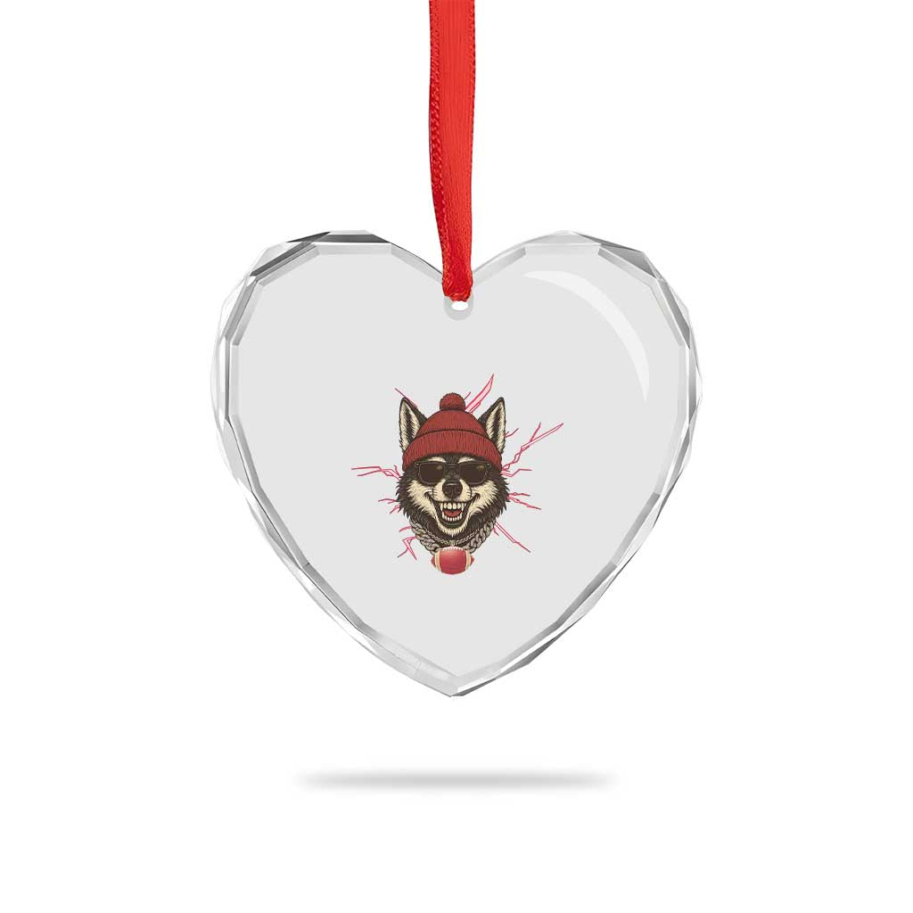 Howling Wolf Spirit For The Midwest Football Fan Heart Crystal Glass Ornament TS12 Print Your Wear