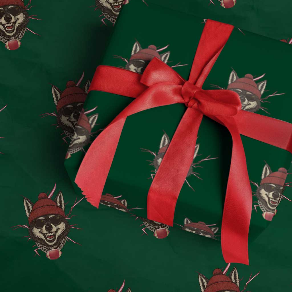 Howling Wolf Spirit For The Midwest Football Fan Wrapping Paper Roll TS12 Green Print Your Wear