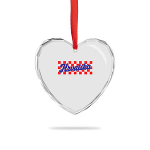Hrvatska Heart Crystal Glass Ornament Checkered Retro Croatia Zagreb Croatian