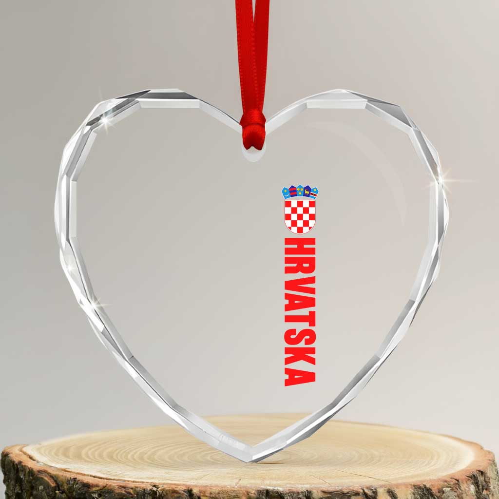 Hrvatska Heart Crystal Glass Ornament Vintage Croatia Zagreb Croatian TS10 Transparent Glass 3'' Heart Print Your Wear