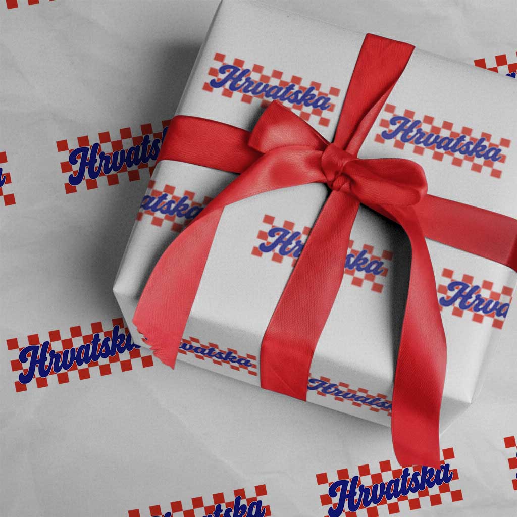 Hrvatska Wrapping Paper Roll Checkered Retro Croatia Zagreb Croatian TS10 White Print Your Wear