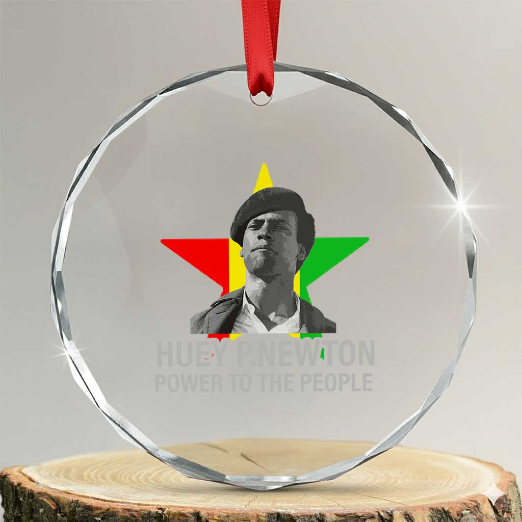 Huey P.Newton Power To The People Crystal Glass Ornament Black Panther Party Black History Month TS11 Transparent Glass 3'' Circle Print Your Wear