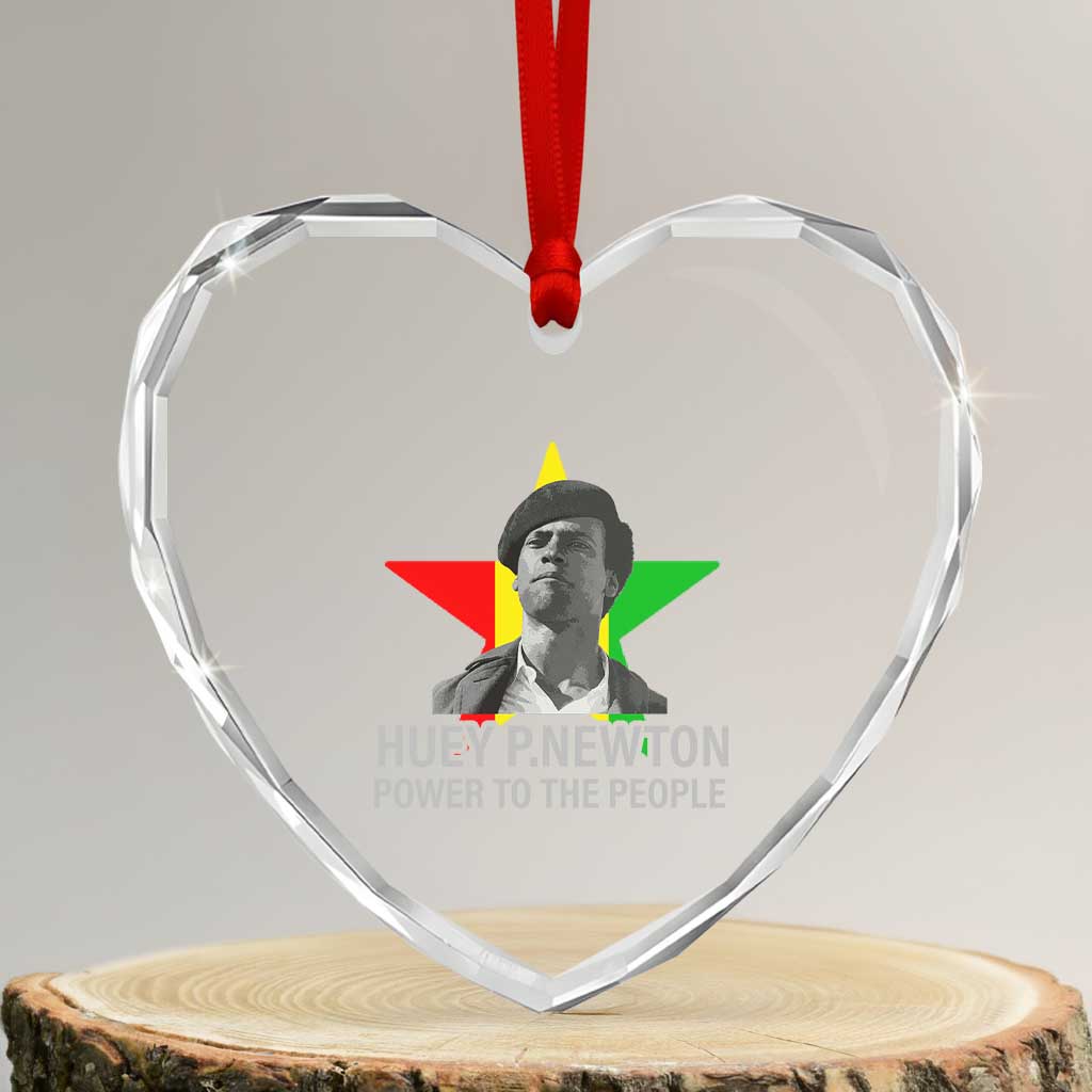Huey P.Newton Power To The People Heart Crystal Glass Ornament Black Panther Party Black History Month TS11 Transparent Glass 3'' Heart Print Your Wear
