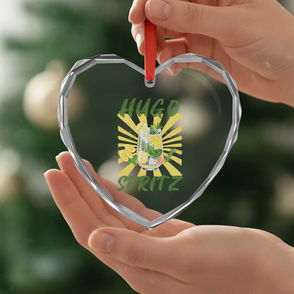 Hugo Spritz Heart Crystal Glass Ornament Funny Tropical Cocktail Vacation