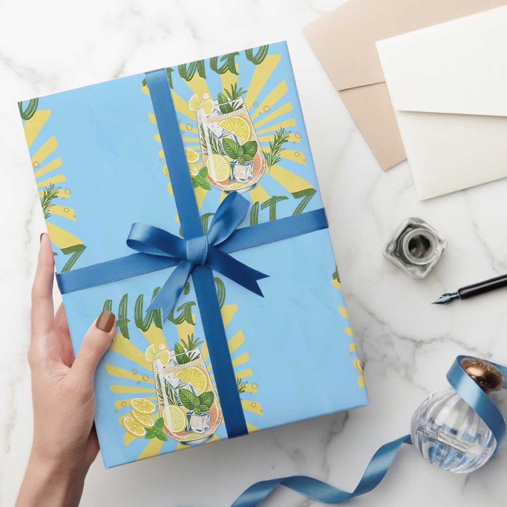Hugo Spritz Wrapping Paper Roll Funny Tropical Cocktail Vacation
