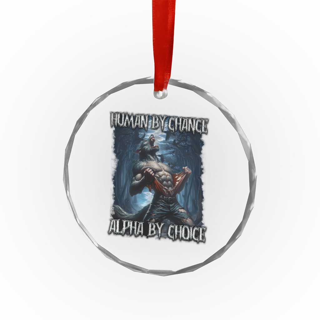 Human By Chance Alpha By Choice Wolf Crystal Glass Ornament Vintage 90s Style Wolf Sigma Emo Meme TS10 Print Your Wear
