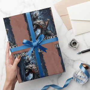 Human By Chance Alpha By Choice Wolf Wrapping Paper Roll Vintage 90s Style Wolf Sigma Emo Meme TS10 Mocha Print Your Wear