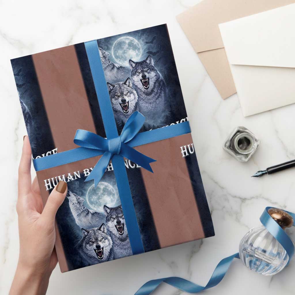 Human By Chance Alpha By Choice Wrapping Paper Roll Funny Alpha Wolf Meme TS12 Mocha Print Your Wear