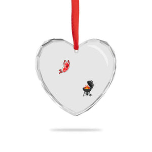 Humorous Diving Steak Charcoal Grill Graphic Heart Crystal Glass Ornament BBQ Grilling Pitmaster Cookout Funny Barbecue Master TS02 Print Your Wear