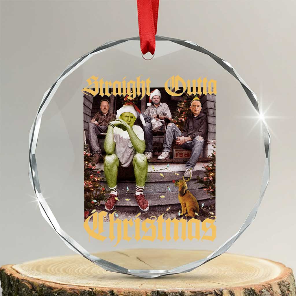 Humorous Trump Crystal Glass Ornament Straight Outta Xmas Movie TS10 Transparent Glass 3'' Circle Print Your Wear