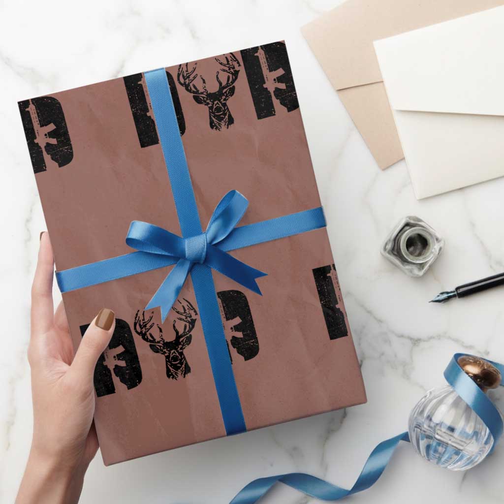 Hunting Dad Wrapping Paper Roll Fathers Day Gun Lovers Hunter Dad TS10 Mocha Print Your Wear